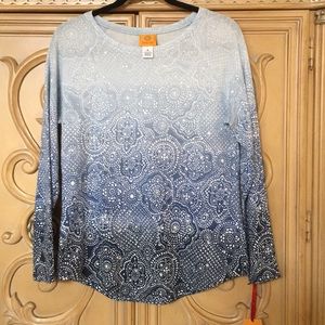 Ruby rd blue ombré top with sparkle nwt